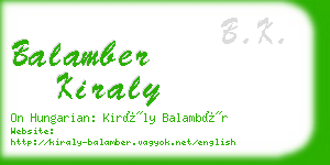 balamber kiraly business card